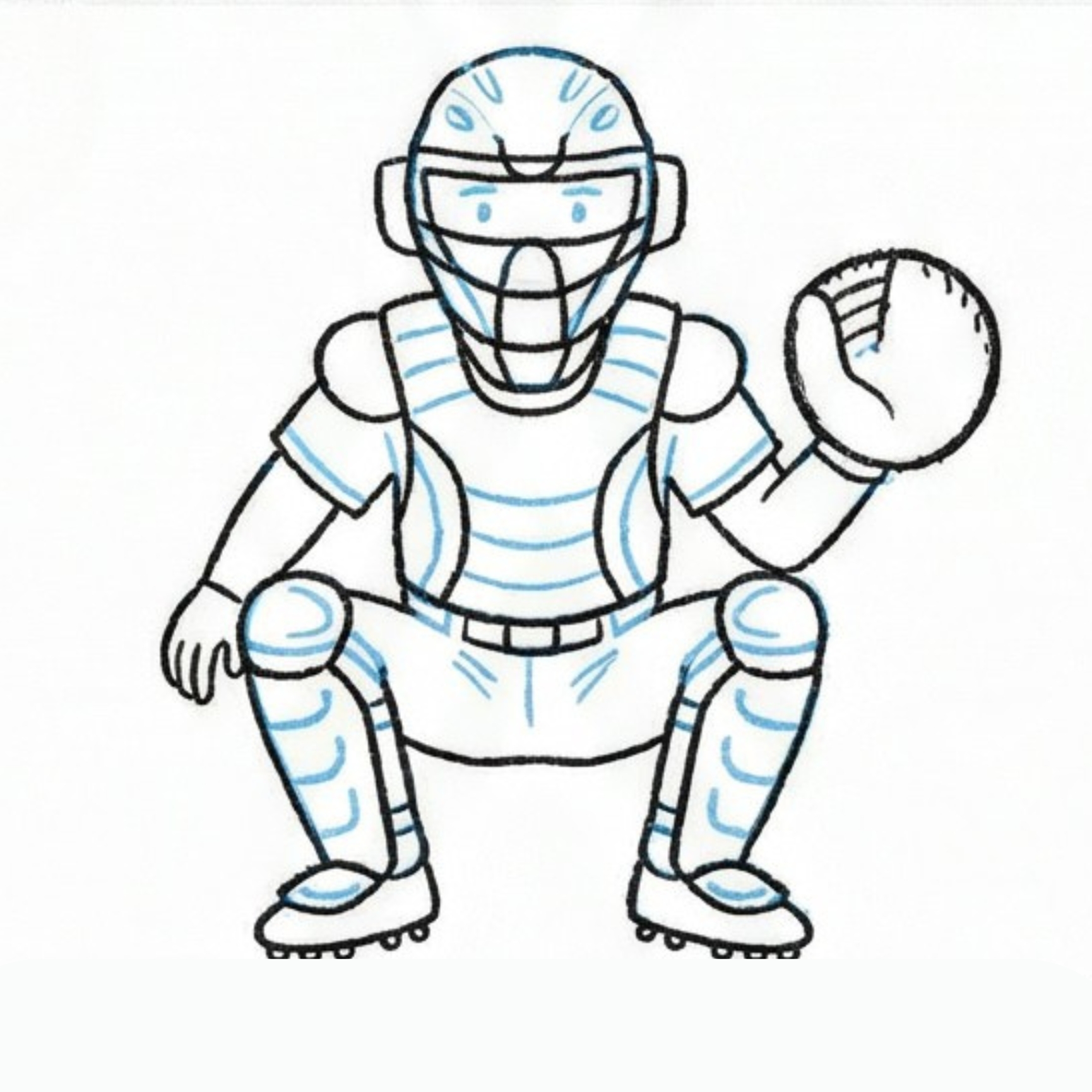 How to Draw a Catcher in Baseball: A Step-by-Step Sketch from the Heart ...