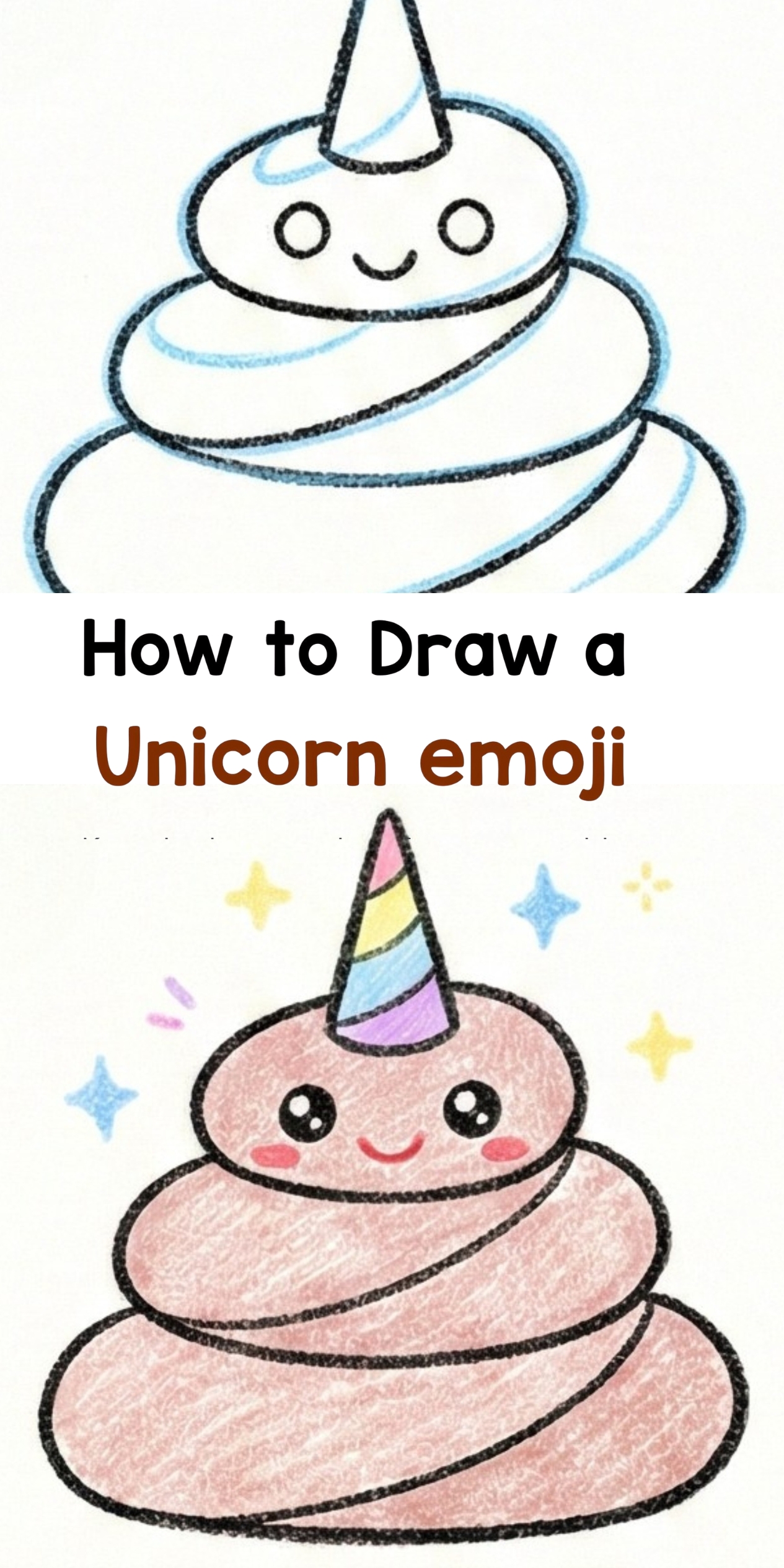 How to Draw a Unicorn Poop Emoji Step by Step for Cute Sketch Lovers