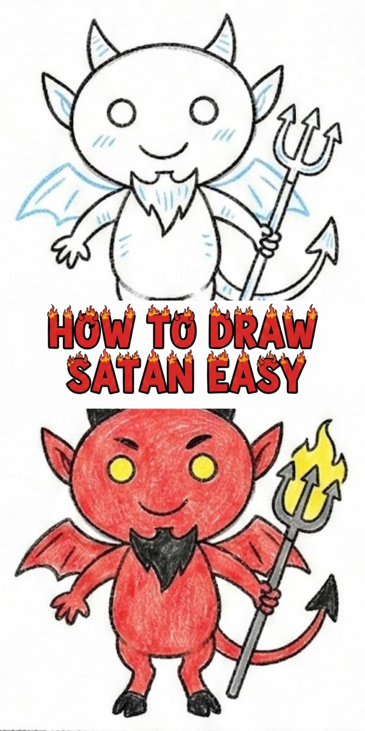 Satan Drawing Easy: Step-by-Step Cute Devil Drawing for Beginners