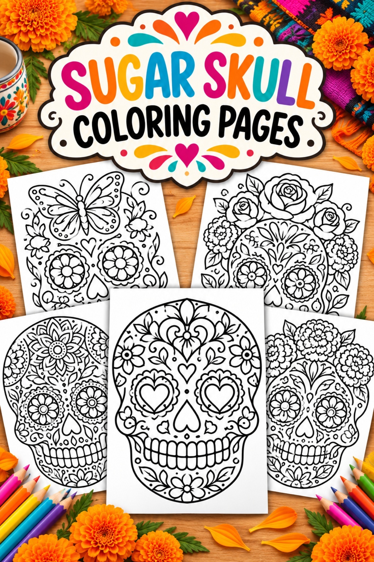 10 Sugar Skull Coloring Pages to Print and Color